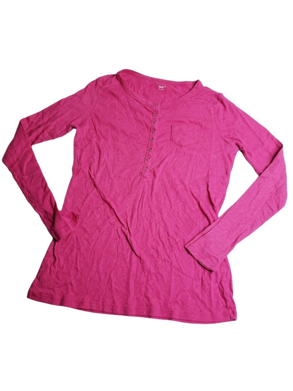Gap Pink Basic Long Sleeve Snap Up Top Size M